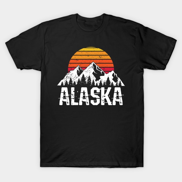 Alaska Retro distressed Mountain Sun T-Shirt by Dr_Squirrel